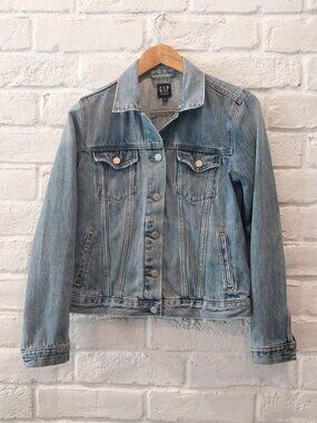 Gap Denim Trucker Jacket Womens S 4 Blue Jean Jacket Button Front Classic Casual